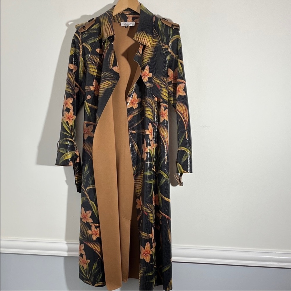 Aris Black Floral Tie-Waist Long Sleeve Midi Dress